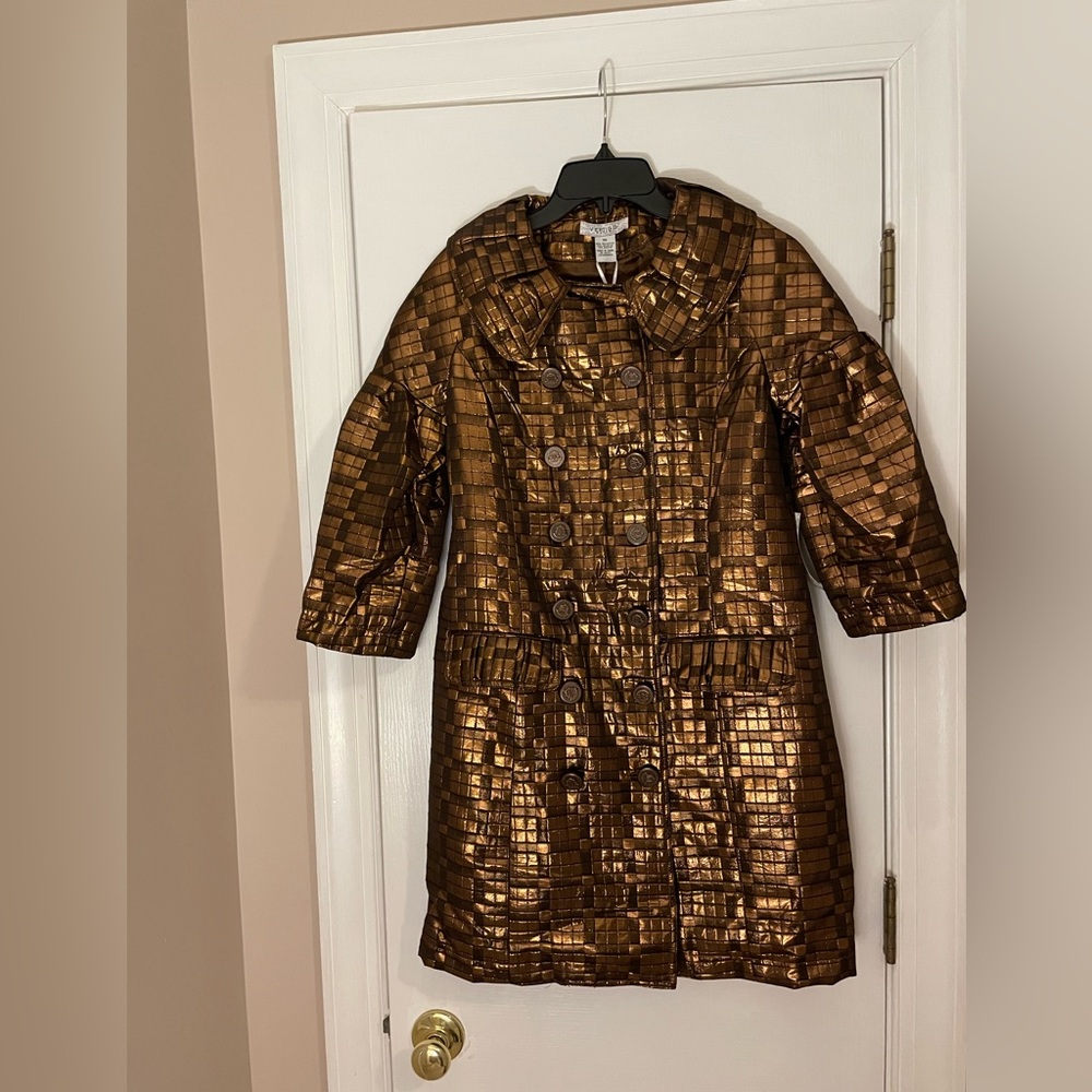 Vertigo Paris Bronze Lightweight 3/4 sleeve Metallic Fashion Jacket, Size XS Wms